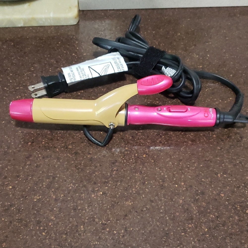 CHI Air Ceramic Tapered Curling Iron 1” Haute Pink Gold Clamp Wand Hair Styler